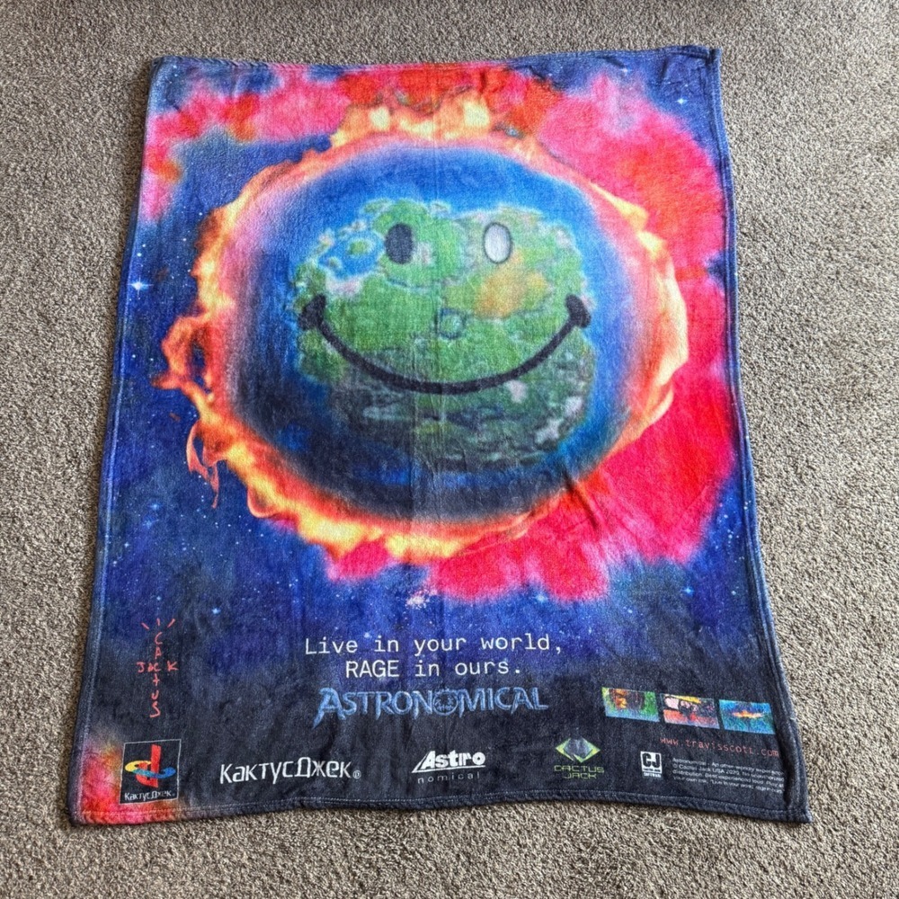 Travis‎ Scott Cactus Jack Astronomical Smile Earth Graphic Throw Blanket